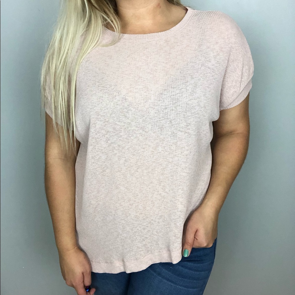 Zara Womens Basic Ribbed Blush Asymmetrical Top - Picture 1 of 8